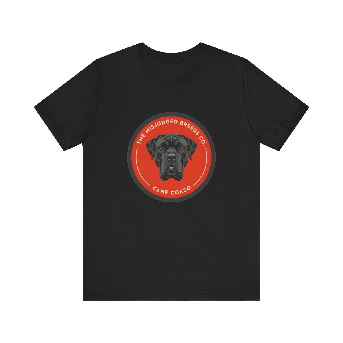 Cane Corso tee, front print, on a folded shirt